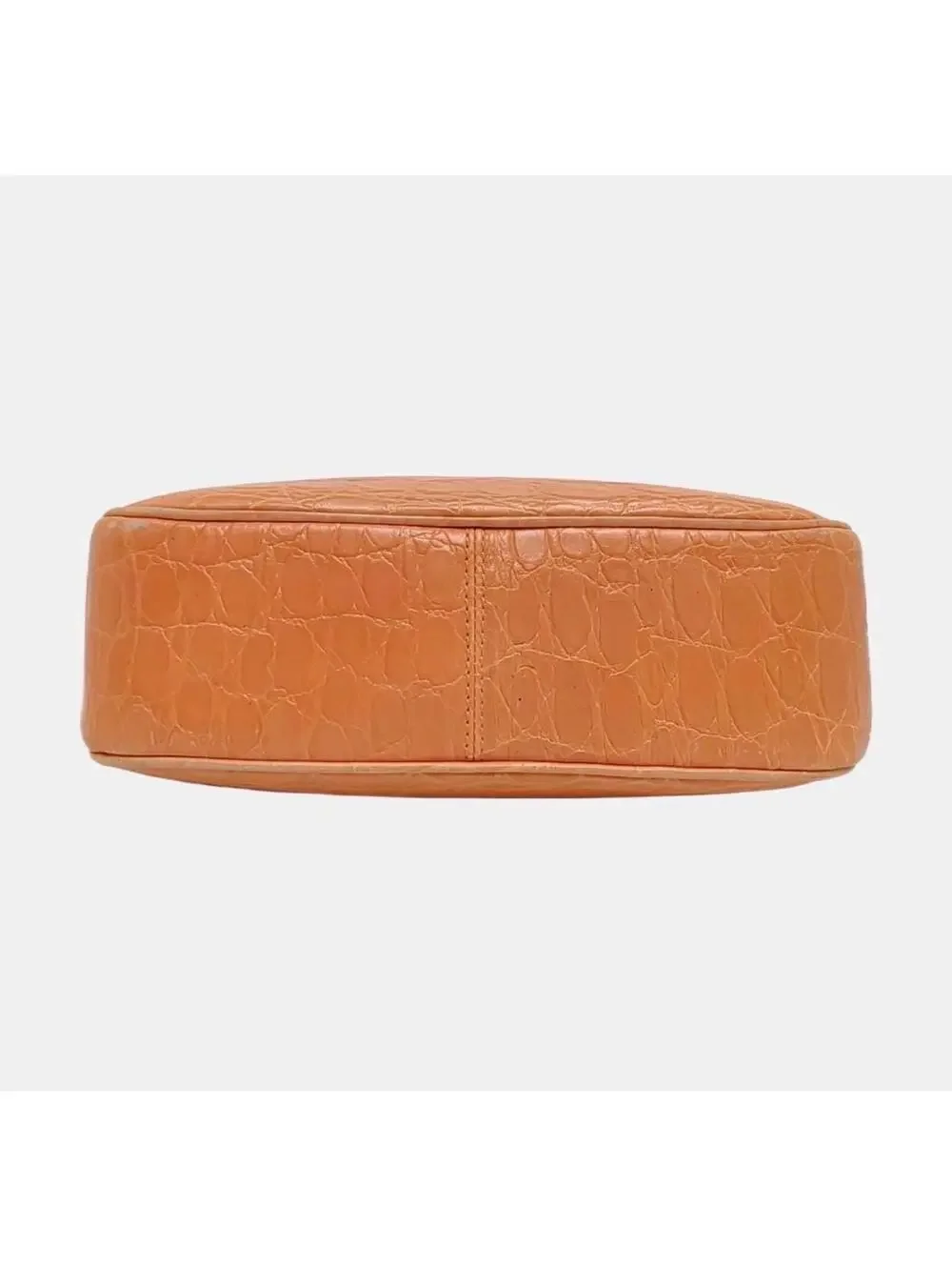 Salvatore Ferragamo Vintage Croc Embossed Leather Shoulder Bag Orange Gancini - Picture 5 of 7